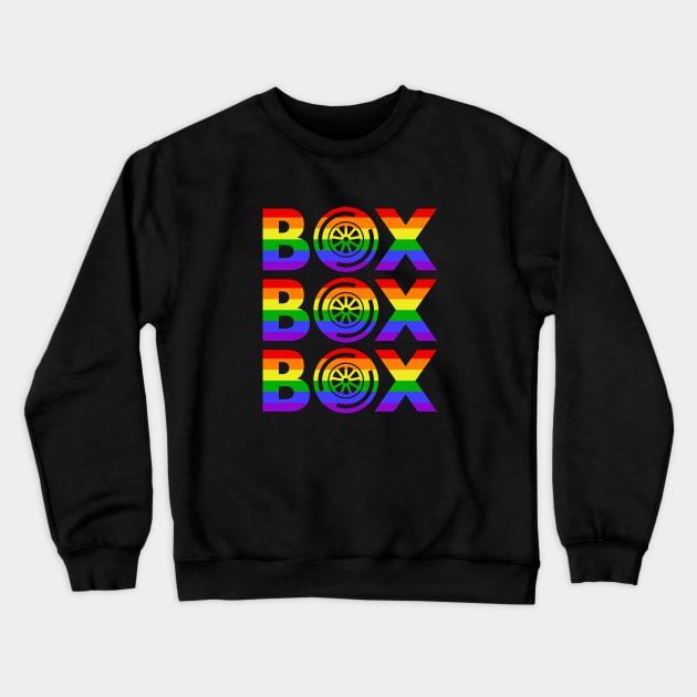 "Box Box Box" F1 Tyre Compound Pride Design Crewneck Sweatshirt by DavidSpeedDesign